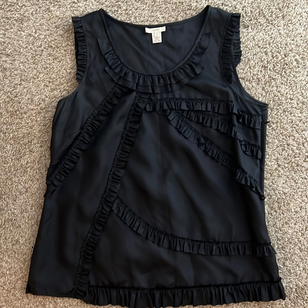 Silk JCrew sleeveless silk shirt with ruffle details
